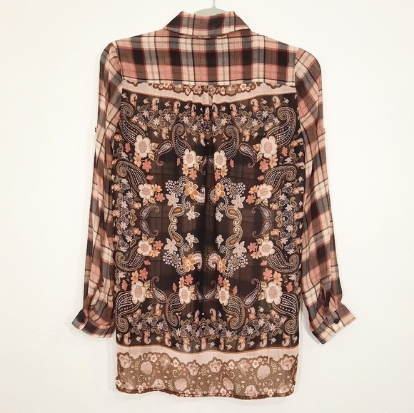 Band of Gypsies Tops - Band of Gypsies Sheer Button Down XS